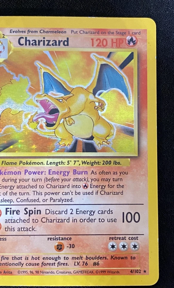 Charizard Pokemon TCG 4/102 Base Set Holo Wizards of the Coast Nintendo Mint - Image 3 of 4