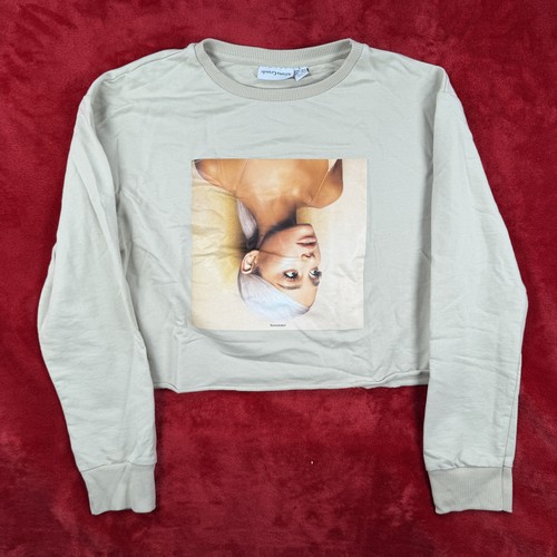 Ariana Grande Sweetener Album Cropped Sweatshirt Women's Beige Size S Primark