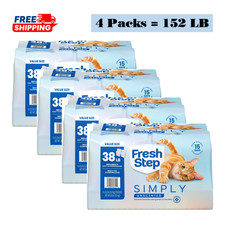 4 Pack, Fresh Step Simply Unscented Clumping Cat Litter 38 LB