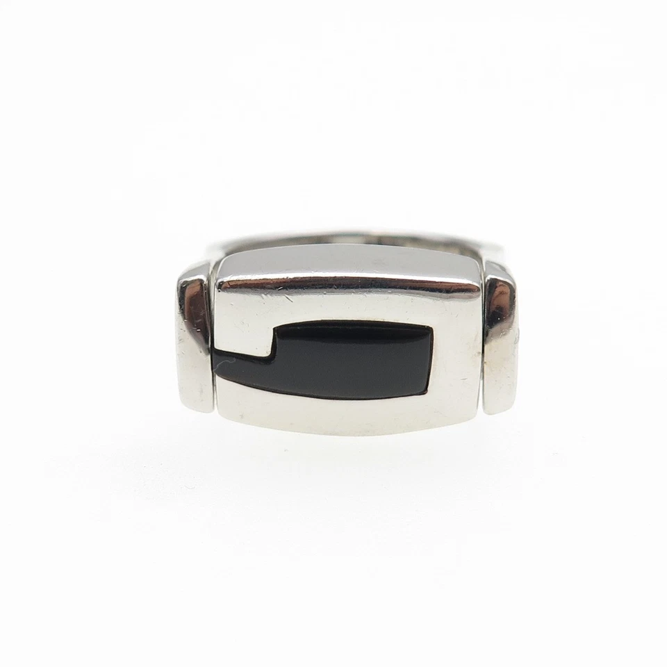 Anillo reversible GUESS de plata de ley 925 de ónix negro real y fregona talla 7 Foto 3 de 4