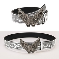 Man Relief Pattern Belt for Dresses Ladies Waist Belt with Eagle Soaring Buckle