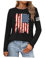 4th of July Shirts for Women: Fourth of July T-Shirt USA American Large Black