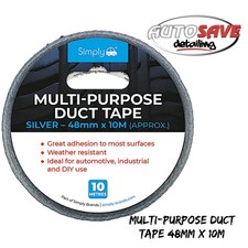 Simply - Silver Multi-Purpose Duct Tape |48mm x 10m |Adhesive Weather Resistant 0.40 per metre