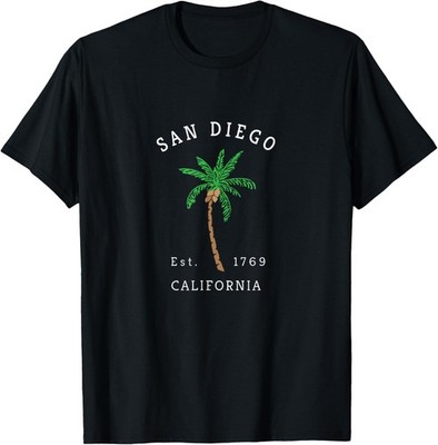 San Diego California Colorful Palm Tree Retro Novelty Art T-Shirt