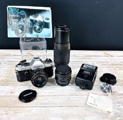 Vintage Yashica FX-D QUARTZ 35mm Film Camera w/ Manual & Extras! READ ALL!
