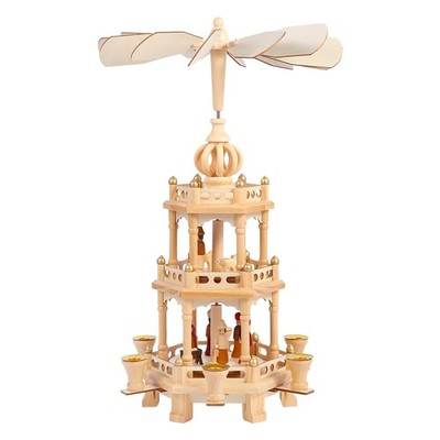 Christmas Pyramids, 6 Candler Holders, 18 Inches, 3 Tiers Carousel Nature Color