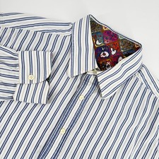 Robert Graham Mens XL Striped Button Down Shirt Money Trim Flip Cuff Floral