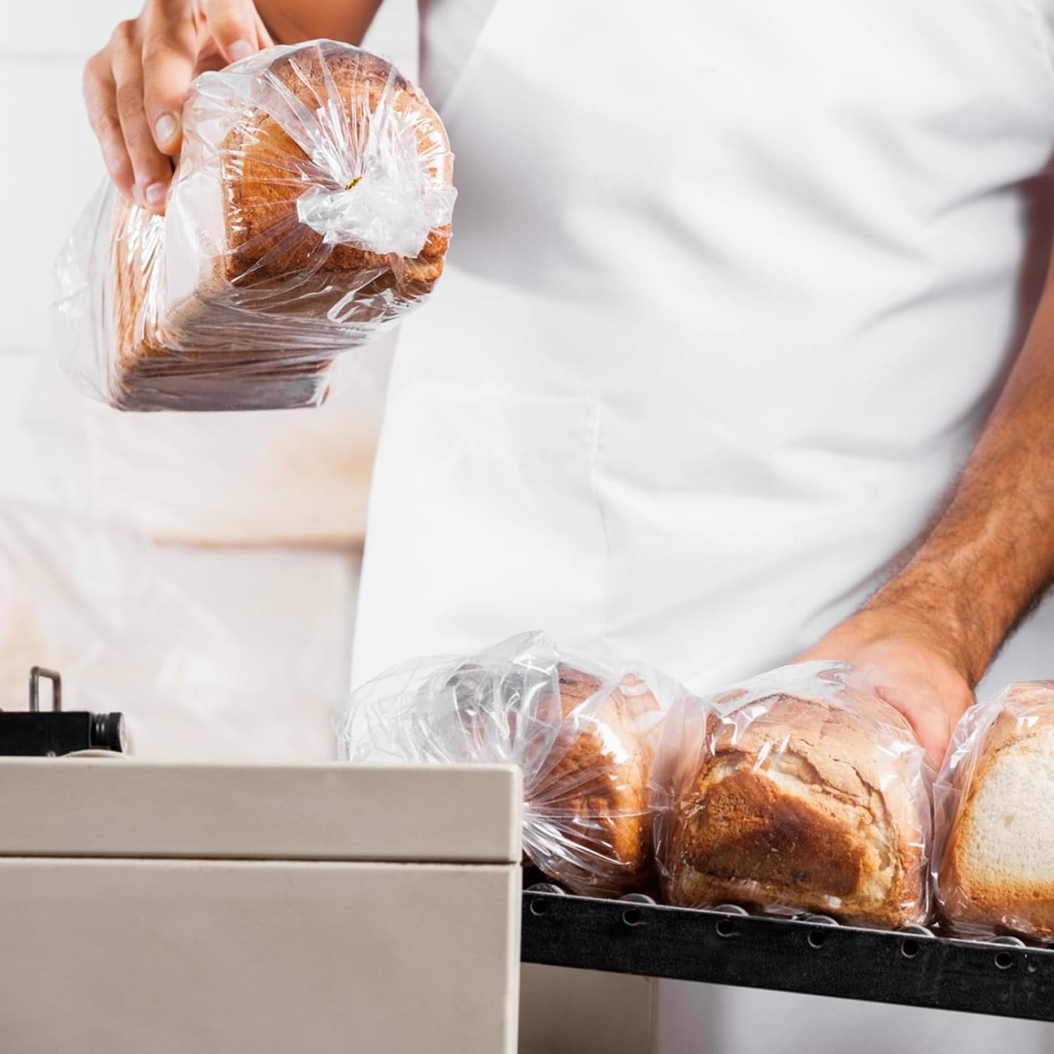 Vivinin 70 Pack Clear Bread Bags (8" x 4" x 18") & 100 One Size, Transparent 