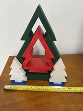 Wooden Christmas Tree Nested Set of 4 - Rustic Holiday Decor Xmas