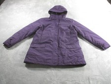 Lands End Coat Womens Large 14-16 Purple Hooded Squall Parka Zip Pockets Warm