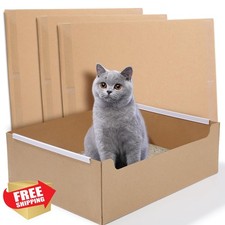 4 PCS Disposable Litter Boxes for Cats, Foldable Cardboard Cat Litter Box, Po...