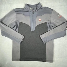 BLACKYAK Sweater Mens Large Gray Black Extreme Peak Quarter Zip Fleece Pullover