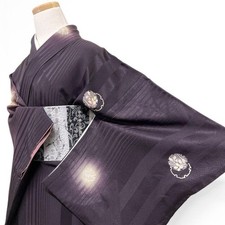 Kimono Small Mon Firefly Shibori Snow Ring Pattern Vertical Stripe Dark Tone