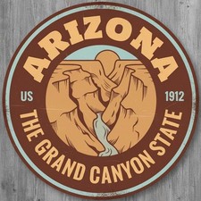 Arizona The Grand Canyon State 8" Diameter Novelty Metal Sign Made In USA New!