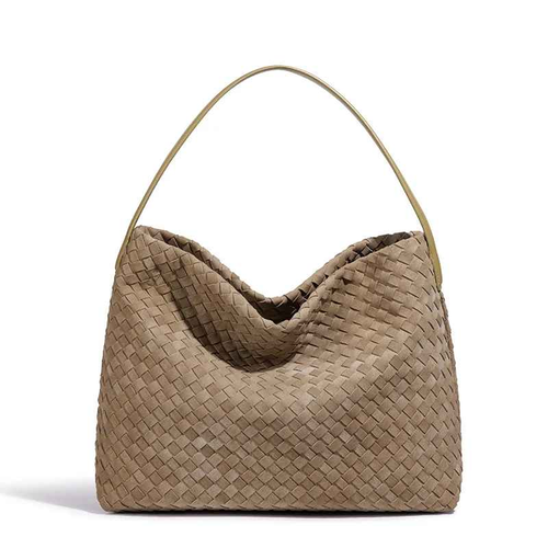 Women's Genuine Leather Woven Hobo Bag | Large Capacity Shoulder Tote - Picture 7 of 8