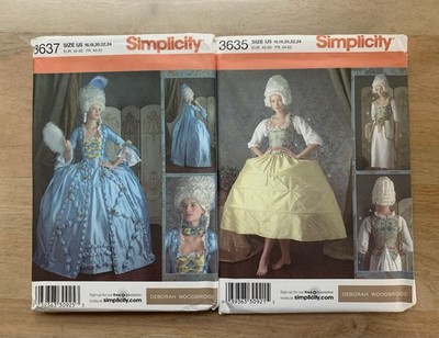 Lot of 2 Marie Antoinette 3637 3635 Simplicity Sewing Patterns Sz 16-24