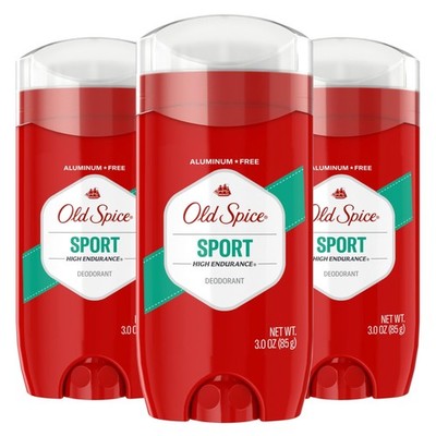 Old Spice Aluminum Free Deodorant For Men, High 3 Ounce (Pack of 3), RED