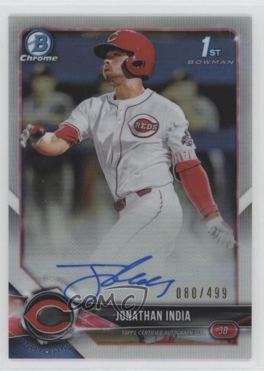 2018 Bowman Draft Chrome Pick Refractor 80/499 Jonathan India #CDA-JI Auto ca0