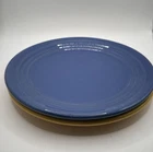 Set of Two Vintage Bauer Dinner Plates Blue and Yellow