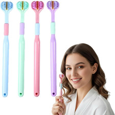 4 Pcs 3 Sided Toothbrush, Soft Bristle Toothbrush for Comprehensive Care