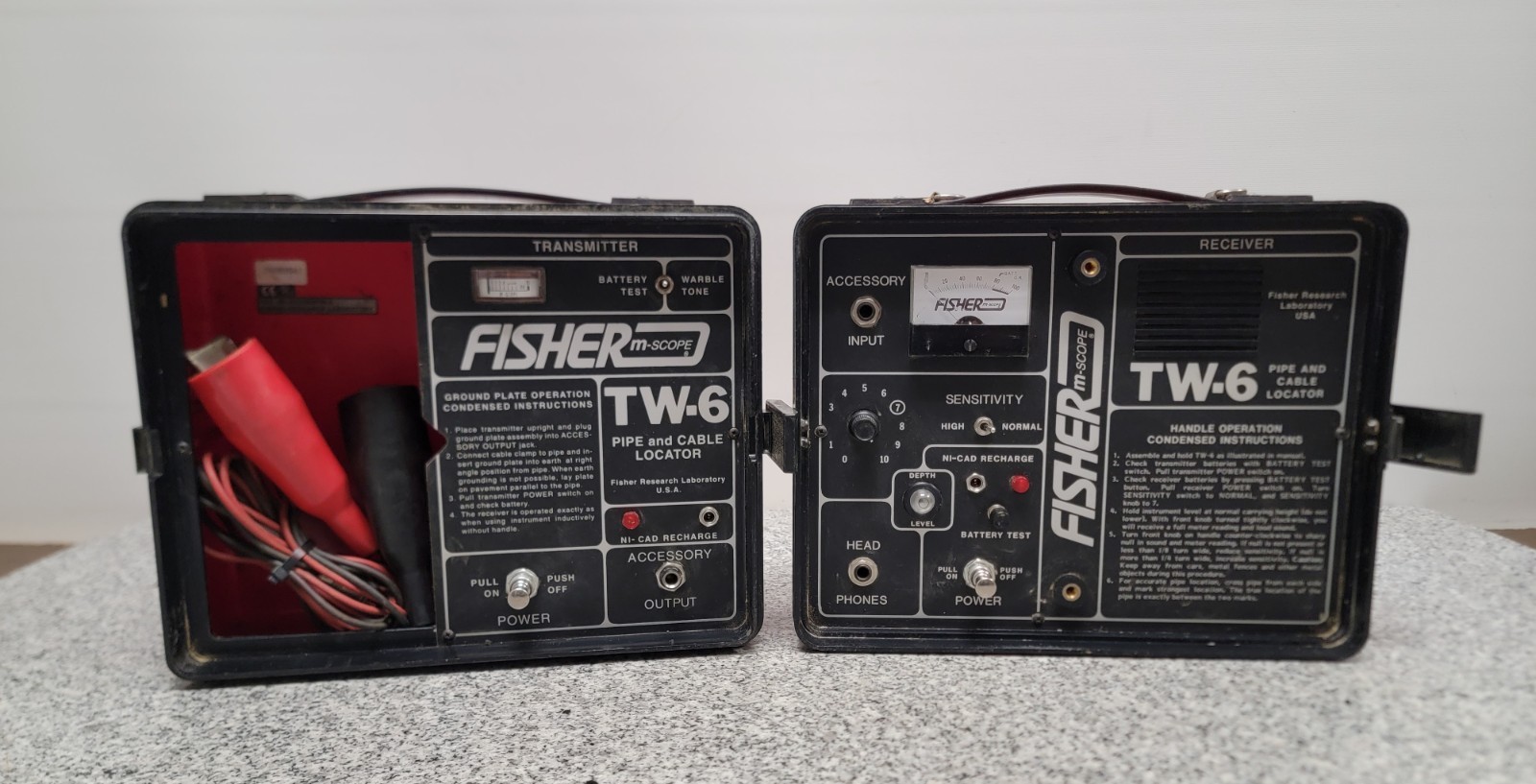 FISHER TW-6 PIPE AND CABLE LOCATOR M-SCOPE IN CASE UNTESTED FOR PARTS