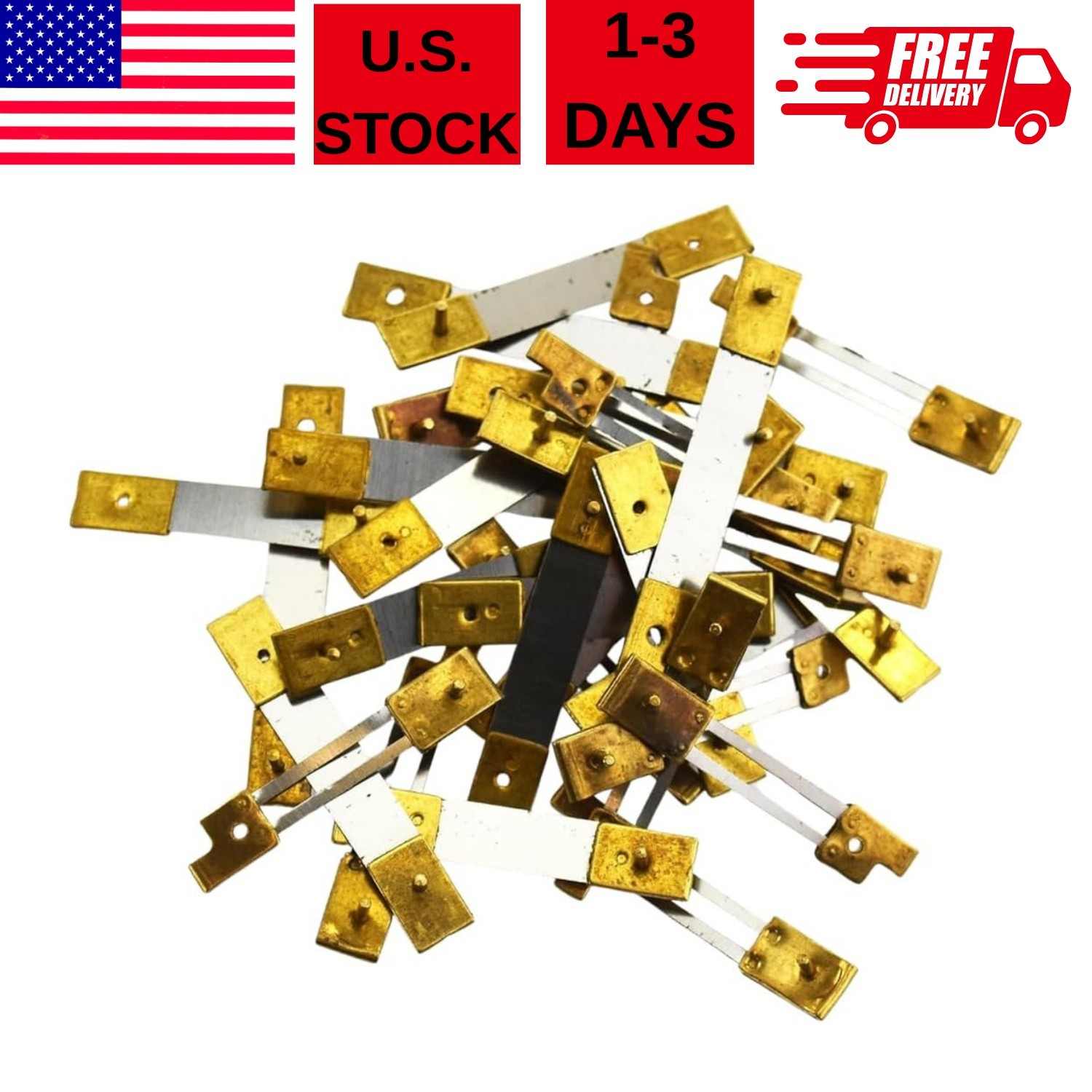 10 Units French Clock Pendulum Suspension Springs - Brass Blocked