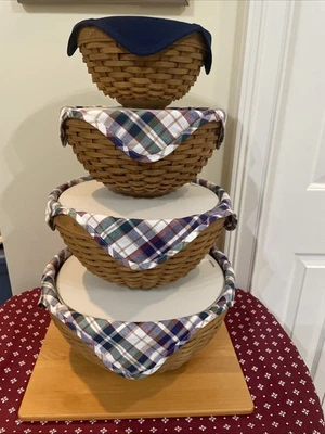 Longaberger Bowl Basket Liners Only 13", 11", 9", 7" Woven Traditions Pld Indigo - Image 1 of 3