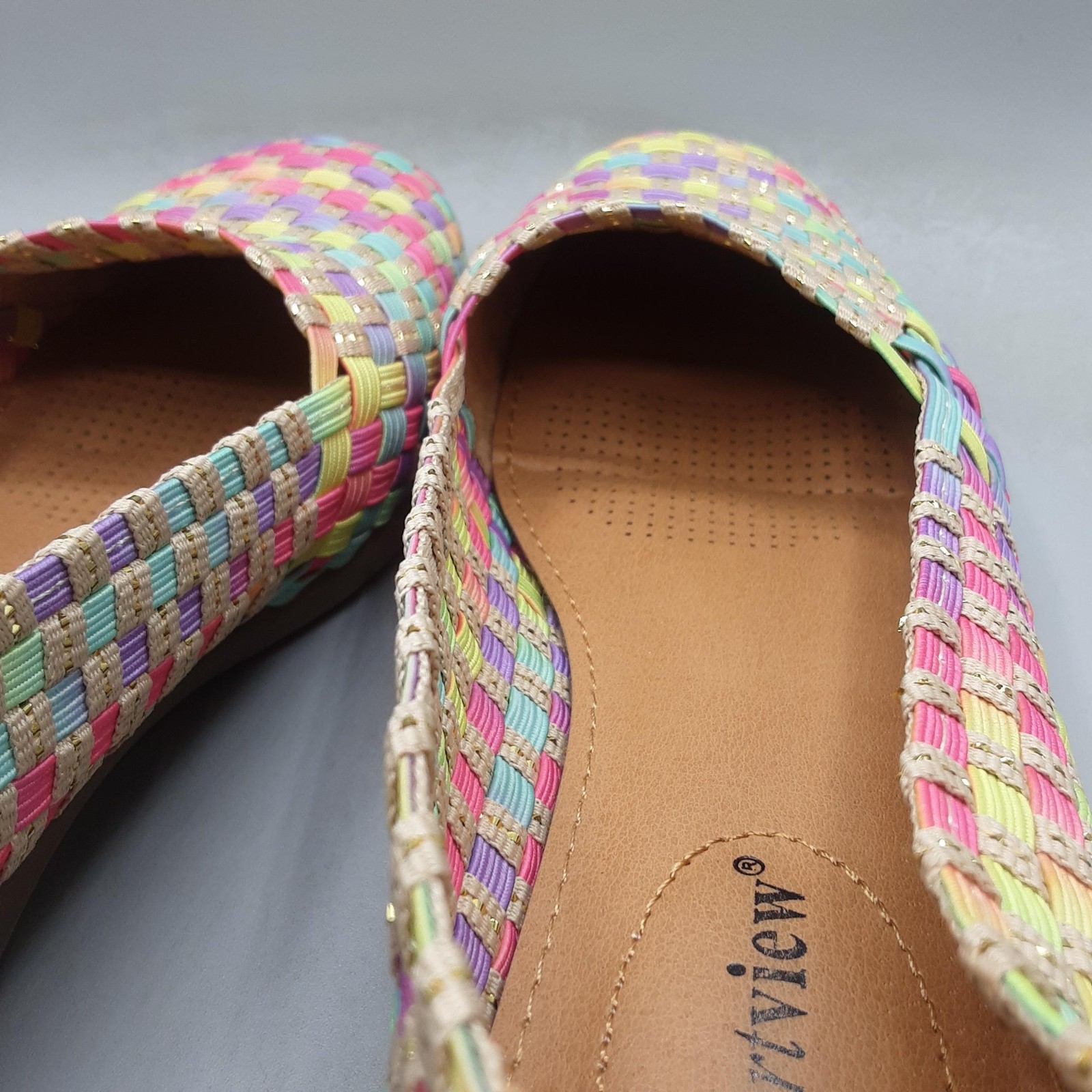 Comfortview Shoes Womens Size 7M Multicolor Bethany Woven Slip On Casual Flats