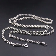 Sterling Silver Chain 925 Men Necklace Vintage Jewelry 3mmW Cable Chain 22inchL