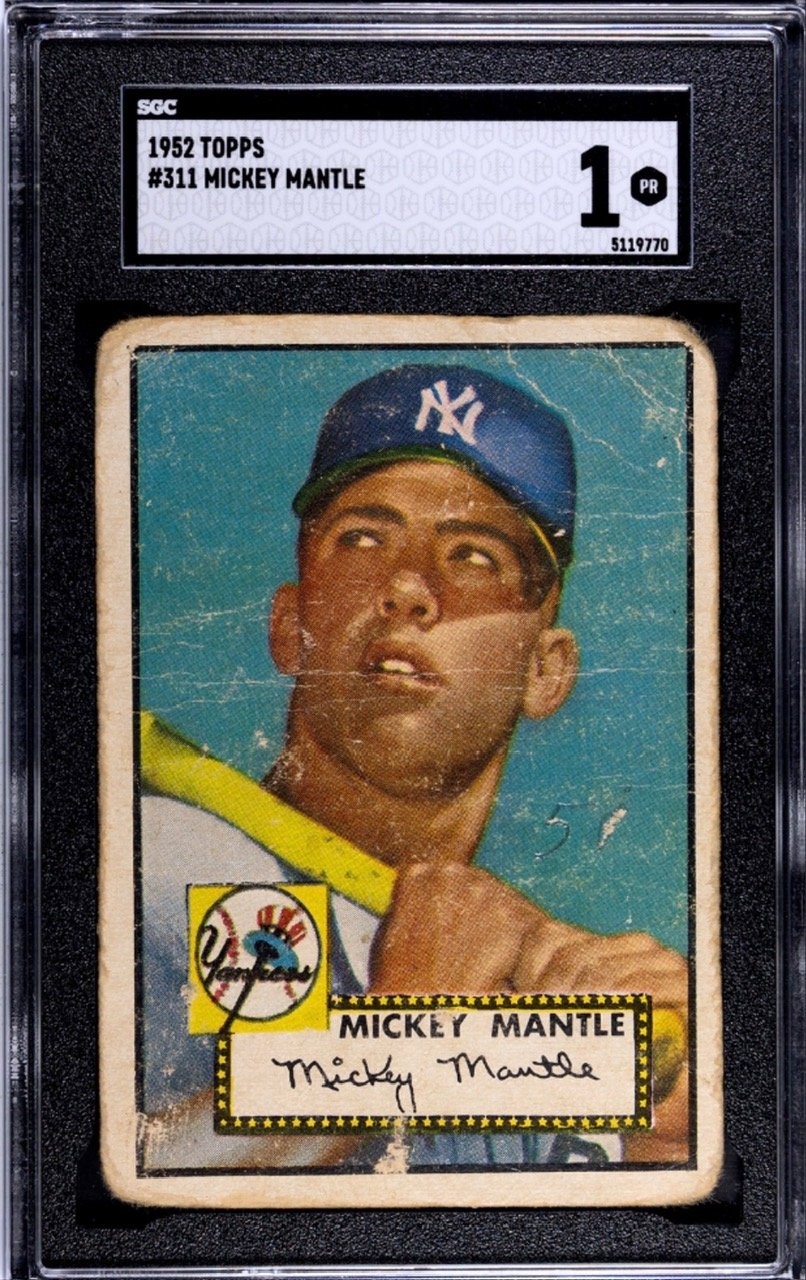 1952 TOPPS MICKEY MANTLE ROOKIE RC #311 SGC 1 RARE Q0842