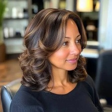 Human Hair New Fashion Layered Natural Brown Wavy Women's Wigs 12in