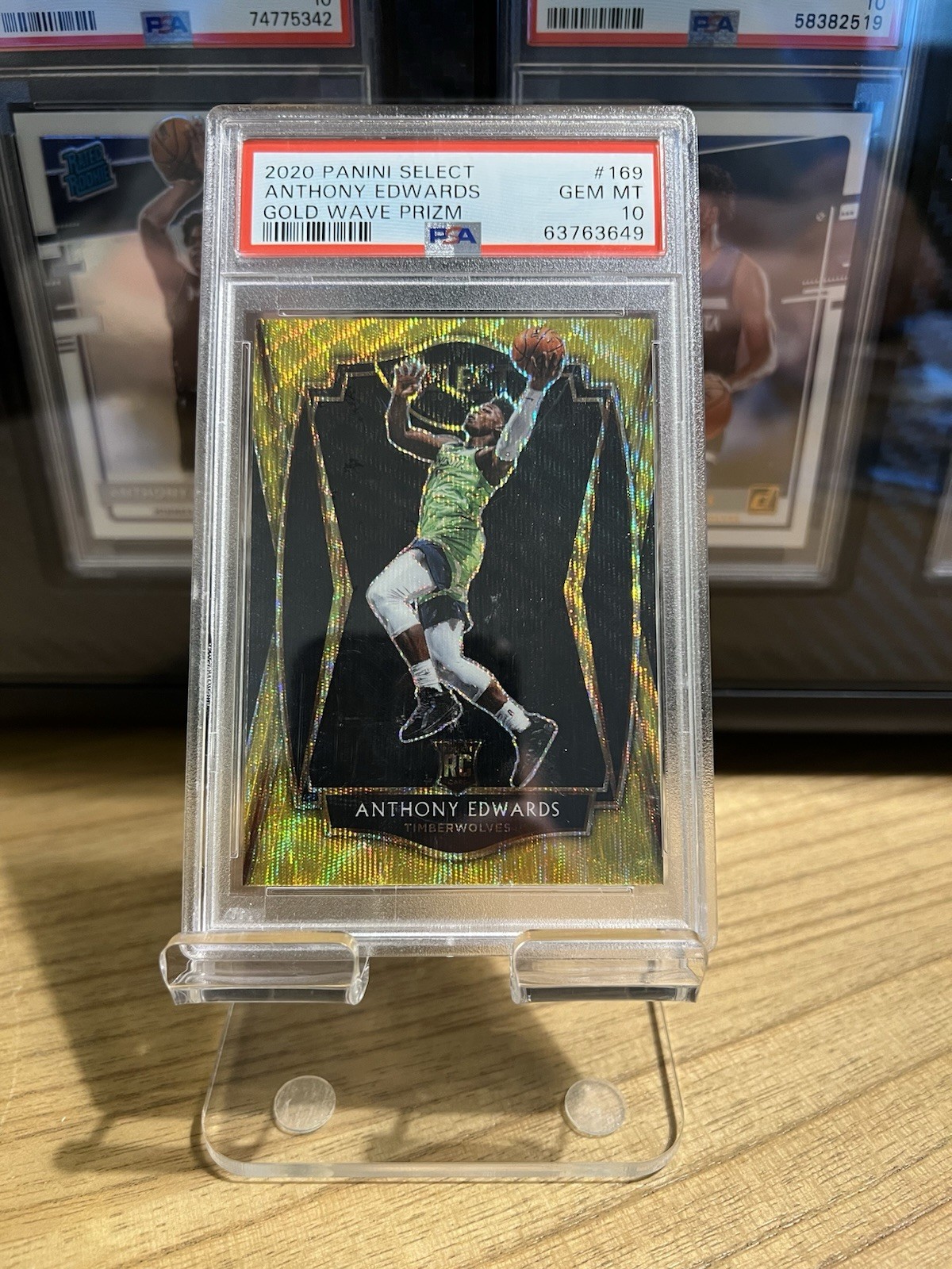 2020 Select Premier Level Anthony Edwards #169 Gold Wave Prizm PSA 10 Rookie