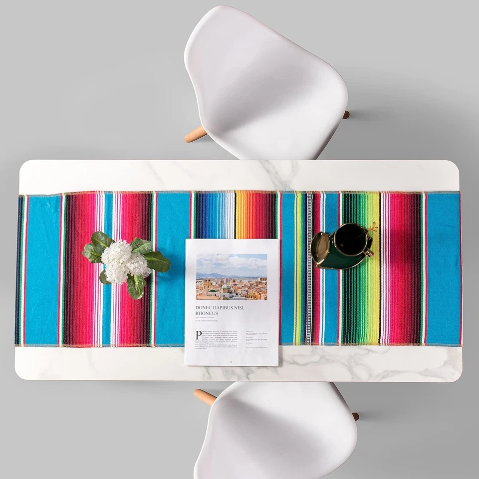 Corredor de mesa mexicano pacote com 4 14 x 84 polegadas festa tema mexicano decoração de festa... - Imagem 3 de 4