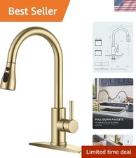 Classic Gold Single Handle Kitchen Faucet with Easy Install Pull Down Sprayer