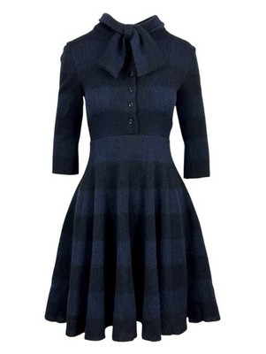 $3500 NEW CHRISTIAN DIOR DRESS SWEATER KNIT FULL SKIRT BLACK BLUE