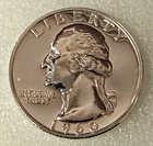 🟅 1960 PROOF 90% Silver Wash. Quarter 25¢
