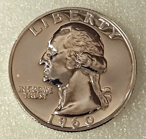 🟅 1960 PROOF 90% Silver Wash. Quarter 25¢