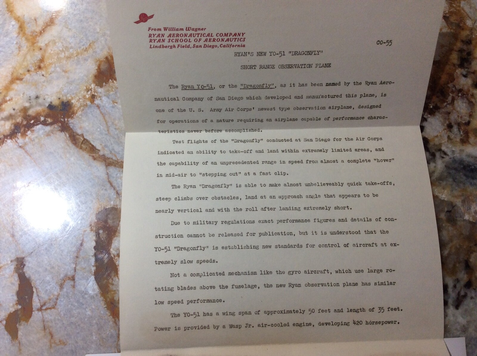 AAF Army Air Corp Ryan YO51 Dragonfly Observation AIrcraft Airplane