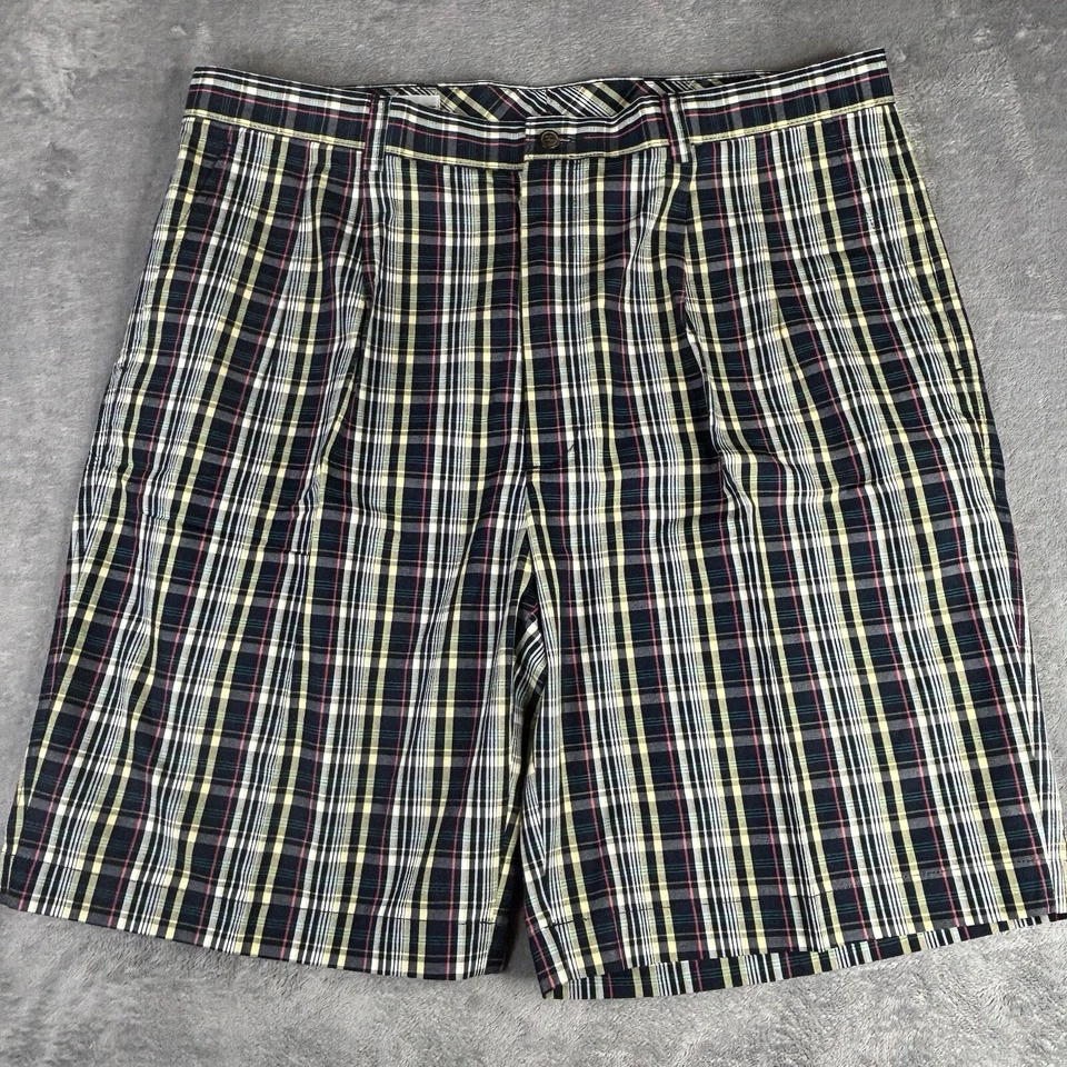 Pantalones Cortos Cutter & Buck Para Hombres 40T Azul Marino A Cuadros Frente Plano 100% Algodón Informal Golf Foto 2 de 4