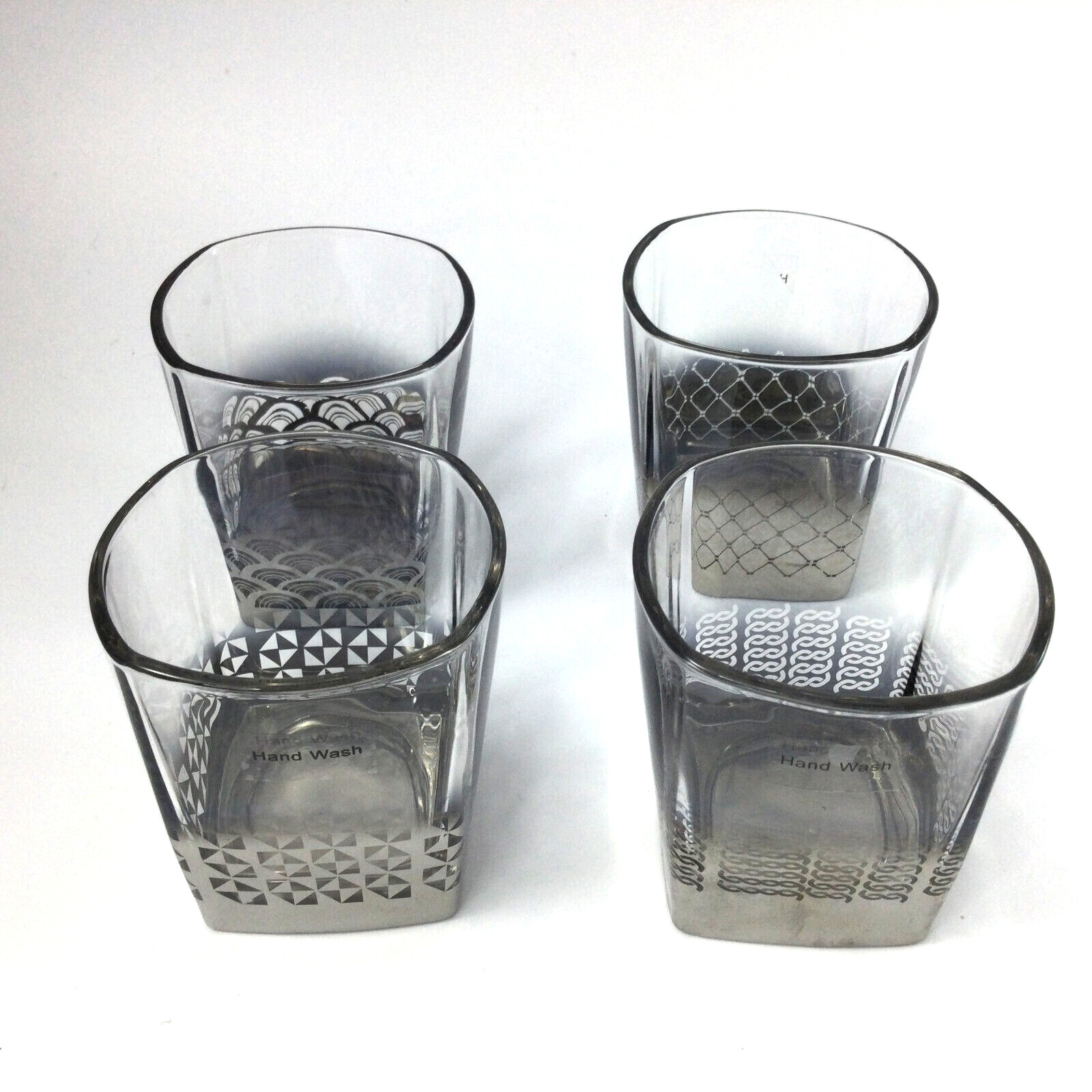 Silver Mercury Ombre Drinking Glasses Tumblers Lowball 3” Set of 4
