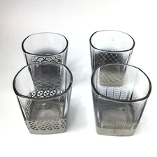Silver Mercury Ombre Drinking Glasses Tumblers Lowball 3” Set of 4