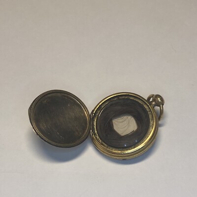 Mourning Locket w Hair & Picture 10K Yellow Gold One Inch Locket 050121 ...