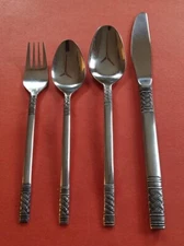 Oxford Hall WEAVE MCM Stainless Black Accent Flatware Japan PER PIECE CHOICE