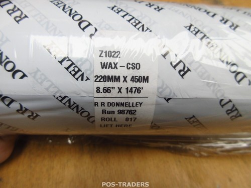 RR DONNELLEY 98762 Z1022 WAX-CS0 RIBBON 220MM X 450MM 8.66" X1476" NEW NEU NEUF - Photo 3/3