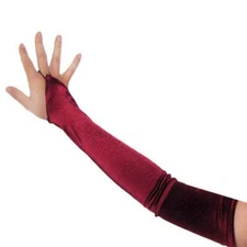 SACAS Long Fingerless Satin Gloves in Burgundy One Size