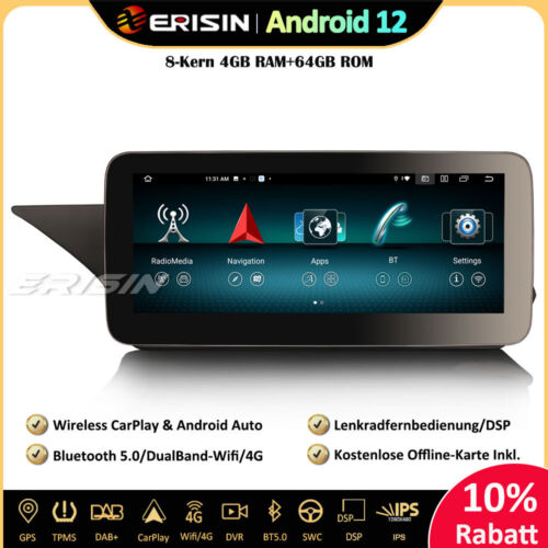 Autoradio 10,25" DSP Android 12 GPS DAB+ 64GB MERCEDES W212 S212 CLASSE E NTG4.5 - Foto 1 di 18