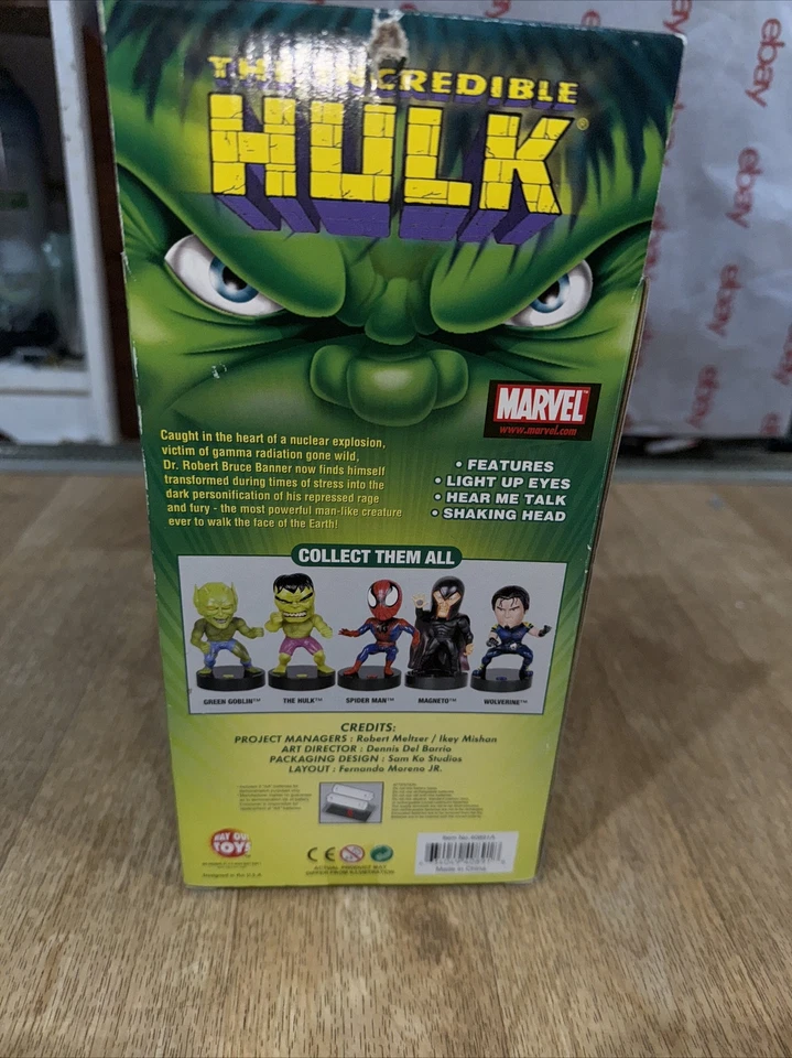 Marvel Way Out Toys 2003 Luces Sonidos Bobble Head 2003 El Increíble Hulk NUEVO Foto 3 de 3