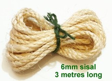 3m Long Sisal 6mm Rope Extra Strong Natural Eco Plant Fibre Craft DIY Pets Cats