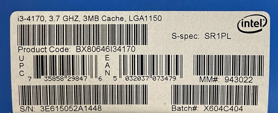 Intel BX80646I34170 SR1PL Core™ i3-4170 Processor 3M Cache, 3.70 GHz NEW - Image 2 of 2