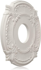2 Pack White Home Lighting Ceiling Medallions Molded Plastic, 13" OD X 3-1/2"ID